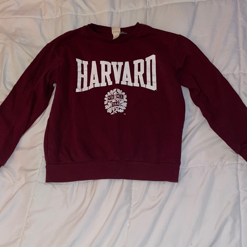 h&m maroon harvard crewneck, size xs